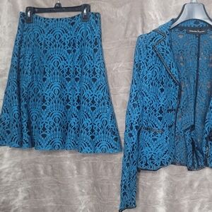 Nanette Lepore Teal Lace Skirt Set